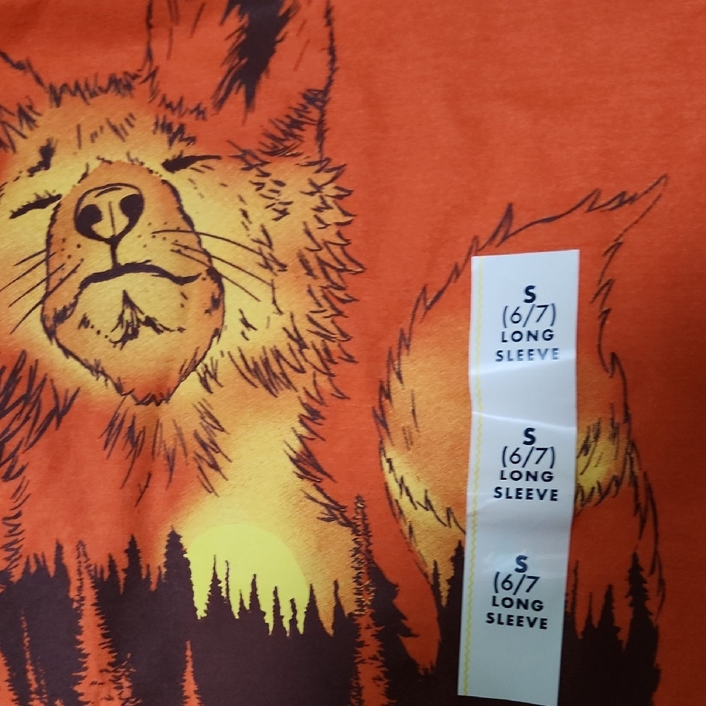 Cat & Jack Orange Fox Long Sleeve Tee - Picture 2 of 4